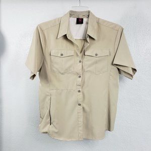 KD Women's Beige Nude Tan Button Down Breathable Liner Zip Pocket Coat Jacket